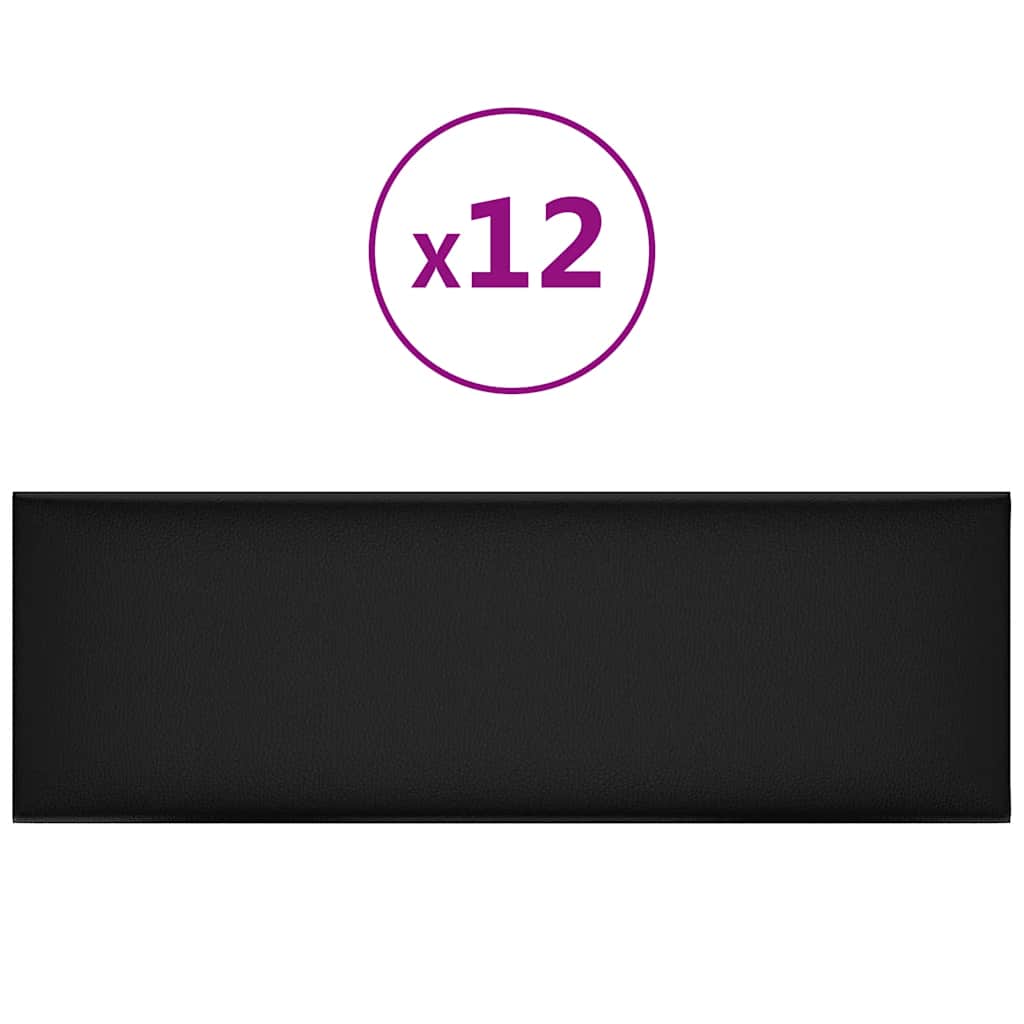 vidaXL Nástěnné panely 12 ks černé 90 x 30 cm umělá kůže 3,24 m²