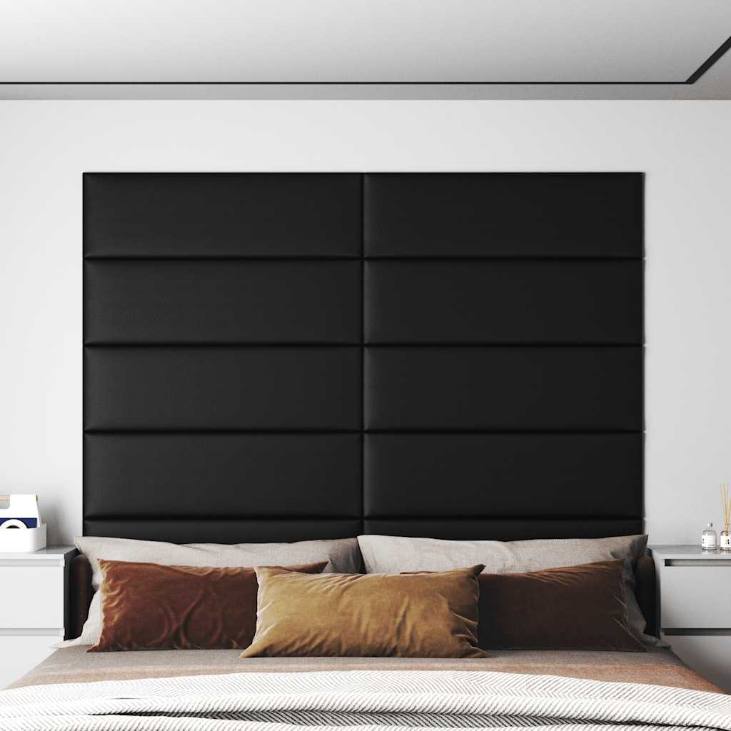 vidaXL Panele cienne, 12 szt., czarne, 90x30 cm, sztuczna skra