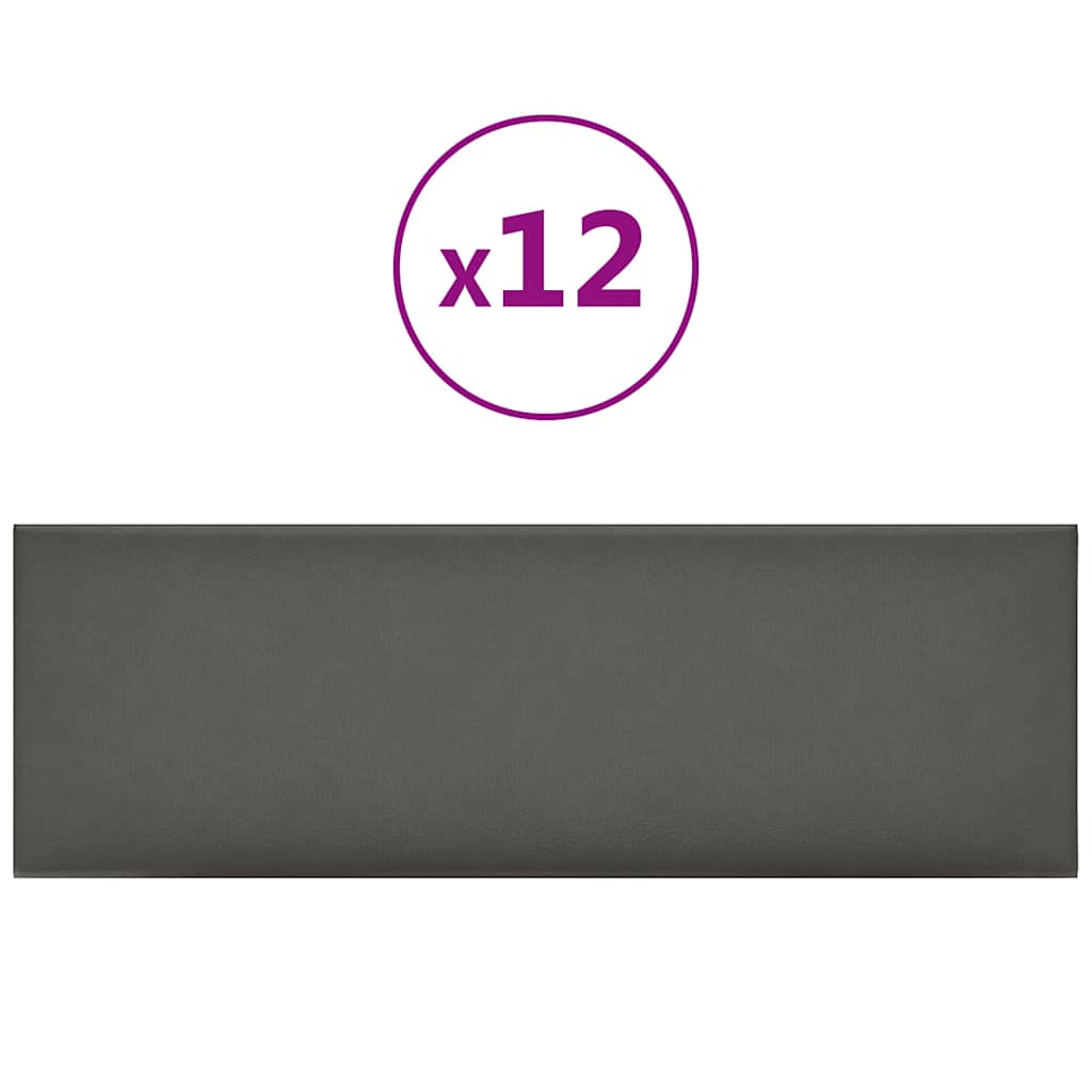 vidaXL Nástěnné panely 12 ks šedé 90 x 30 cm umělá kůže 3,24 m²