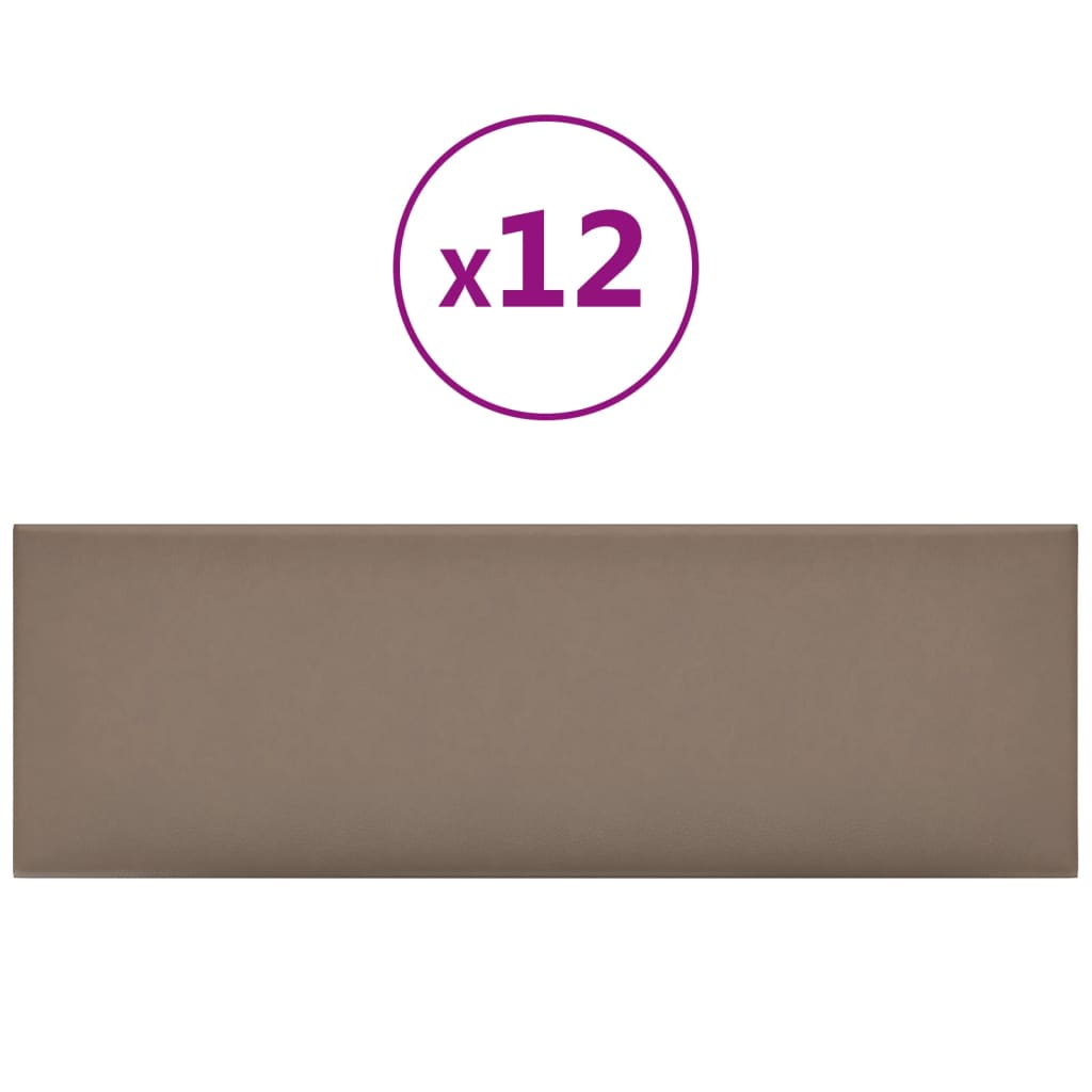 vidaXL Nástěnné panely 12 ks cappuccino 90 x 30 cm umělá kůže 3,24 m²