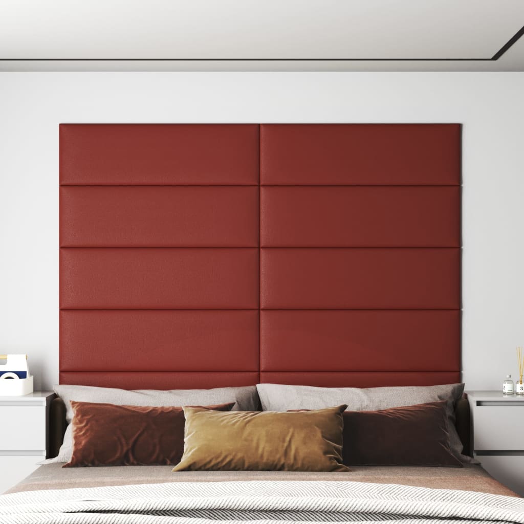 vidaXL Panouri de perete 12 buc. roșu vin 90x30 cm piele eco 3,24 m²