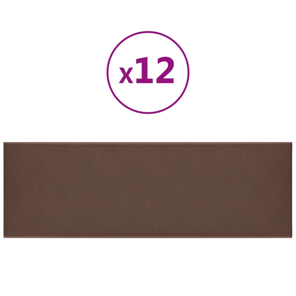 vidaXL Wandpanelen 12 st 3,24 m² 90x30 cm kunstleer bruin