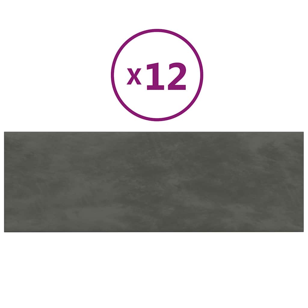 vidaXL Nástěnné panely 12 ks tmavě šedé 90 x 30 cm samet 3,24 m²