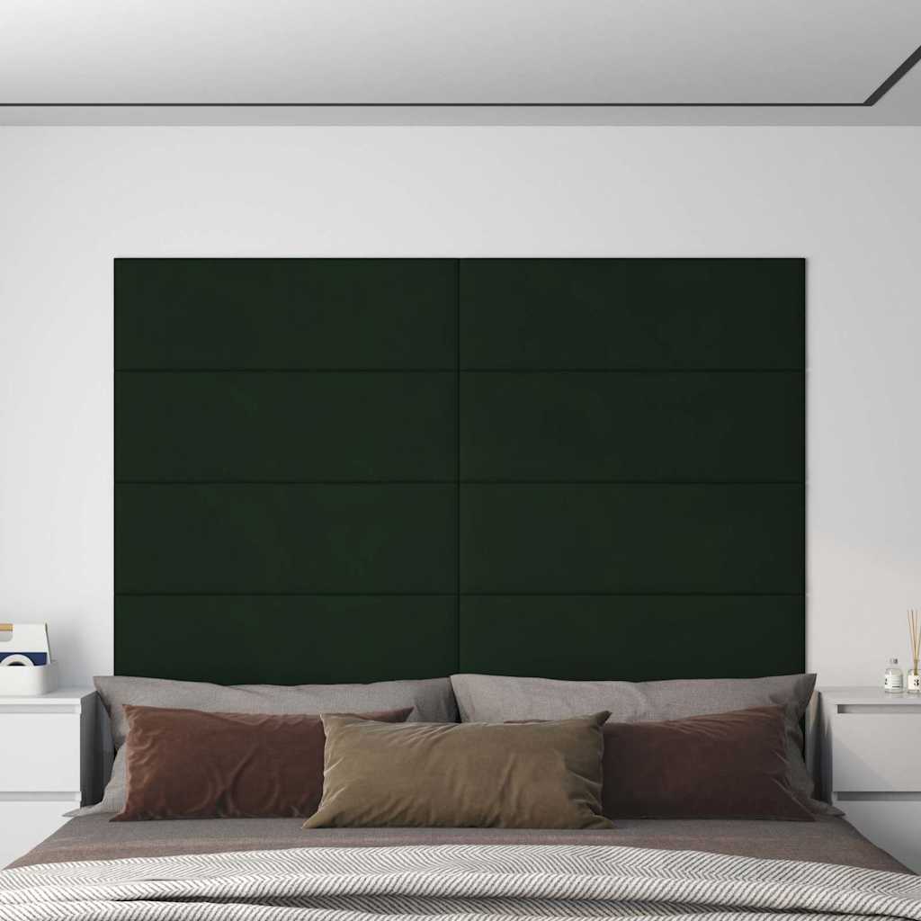 vidaXL Panouri de perete 12 buc. verde închis 90x30 cm catifea 3,24 m²