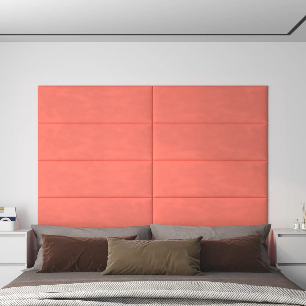 vidaXL Panouri de perete 12 buc. roz 90x30 cm catifea 3,24 m²