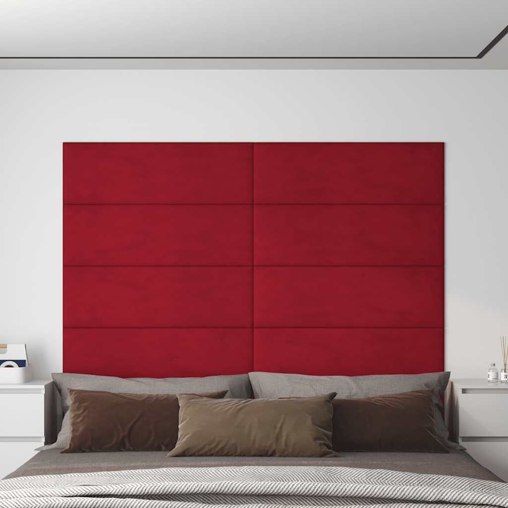 vidaXL Panouri de perete 12 buc. roșu vin 90x30 cm catifea 3,24 m²