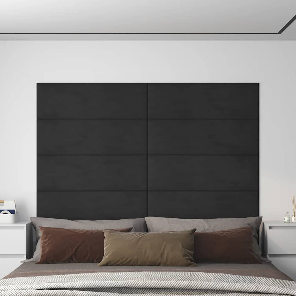 vidaXL Panouri de perete 12 buc. negru 90x30 cm catifea 3,24 m²