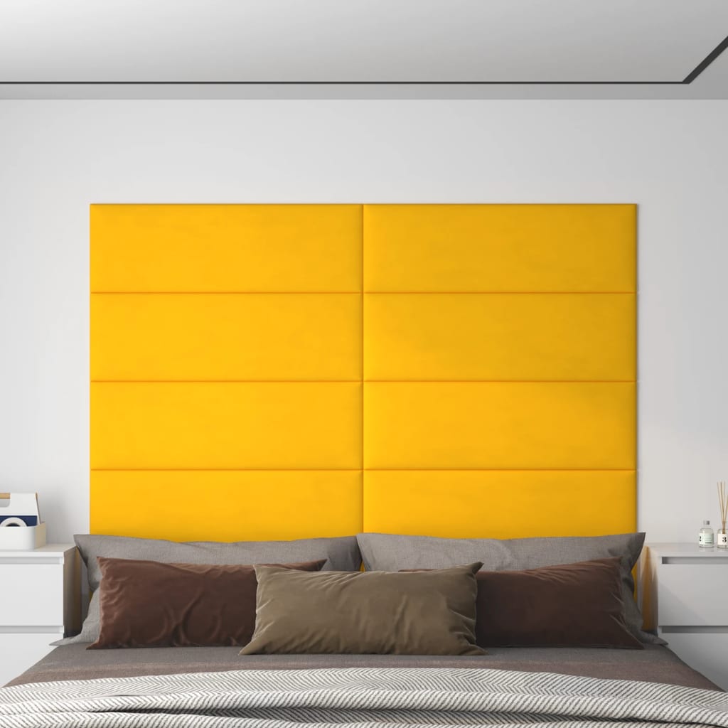 vidaXL Panouri de perete 12 buc. galben 90x30 cm catifea 3,24 m²