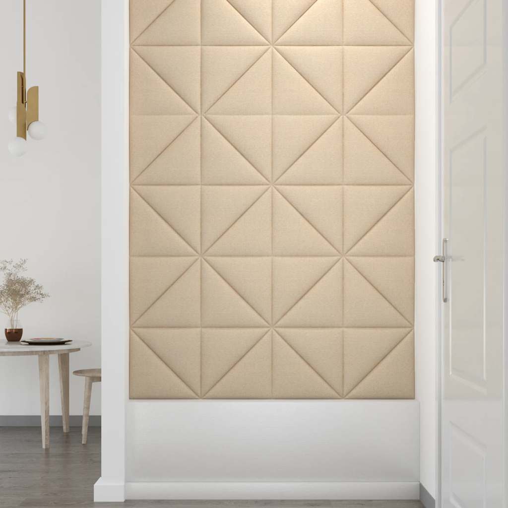 Panouri de perete 12 buc. crem 30x30 cm, textil 0,54 m²