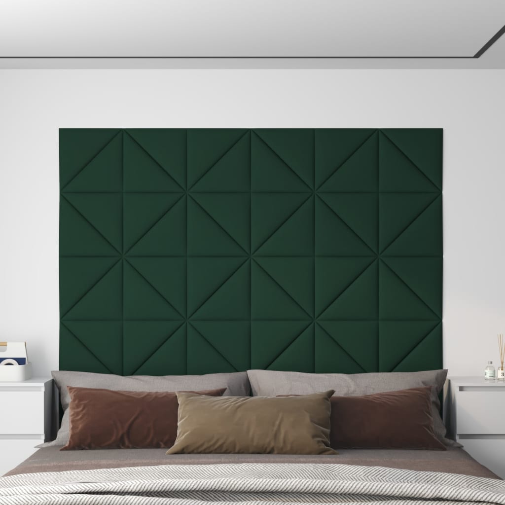 vidaXL Panouri de perete 12 buc. verde închis 30x30 cm textil 0,54 m²