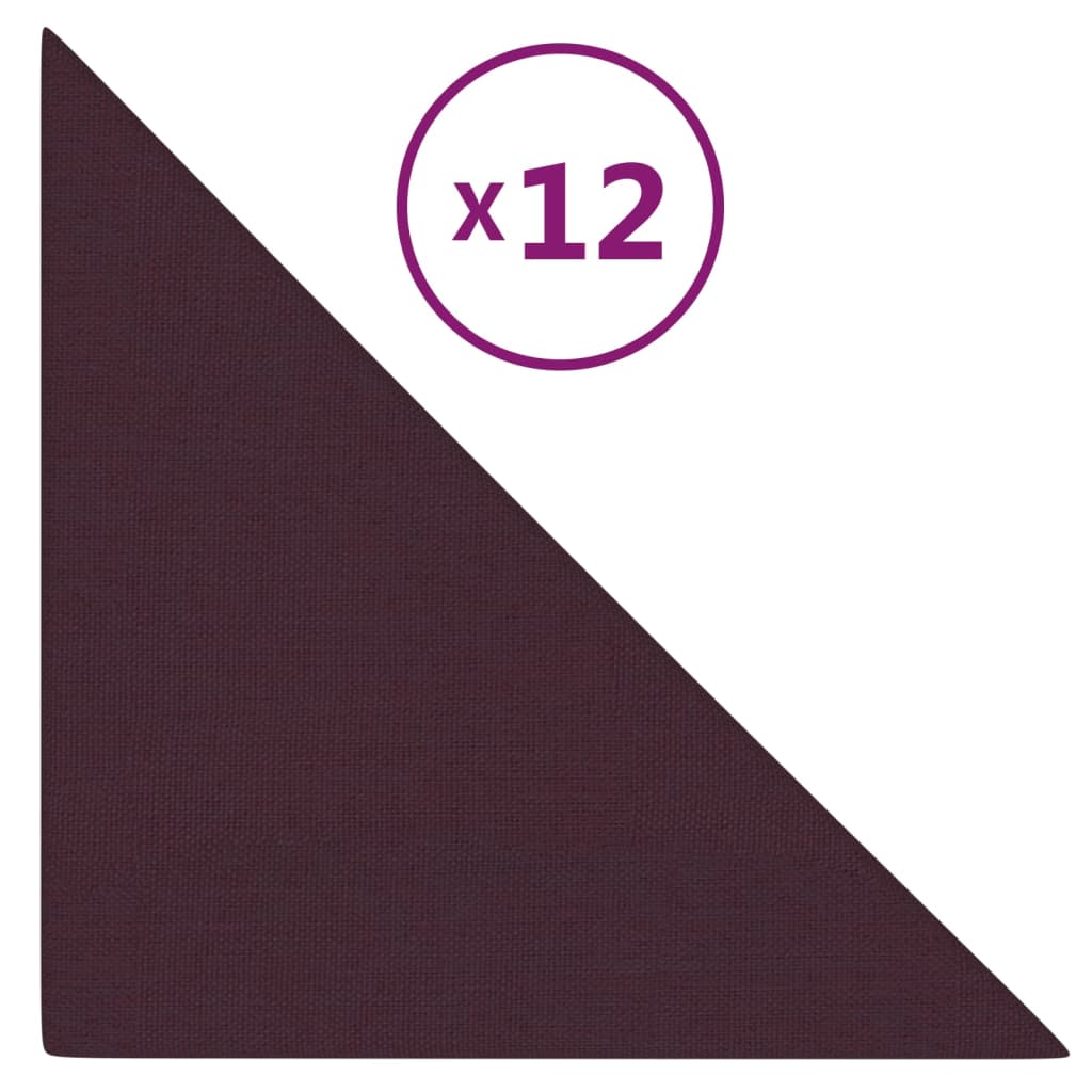 Panouri de perete, 12 buc., violet, 30×30 cm, țesătură, 1,08 m²