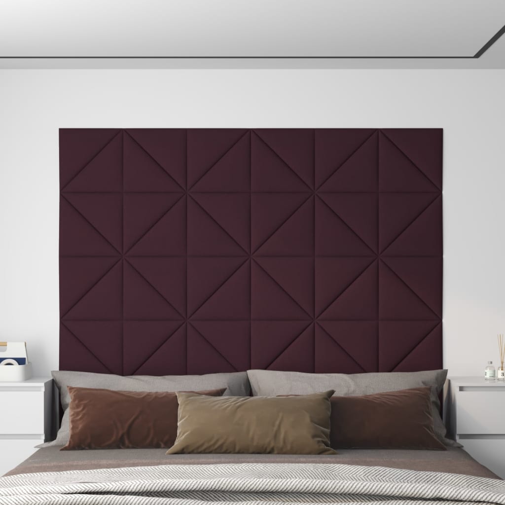 vidaXL Panouri de perete, 12 buc., violet, 30x30 cm, țesătură, 1,08 m²