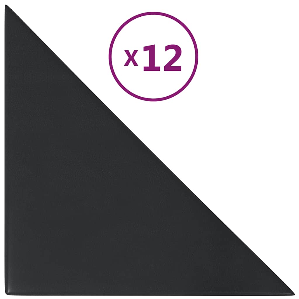 Thumbnail - vidaXL Wandpaneele 12 Stk. Schwarz 30x30 cm Kunstleder 0,54 m²