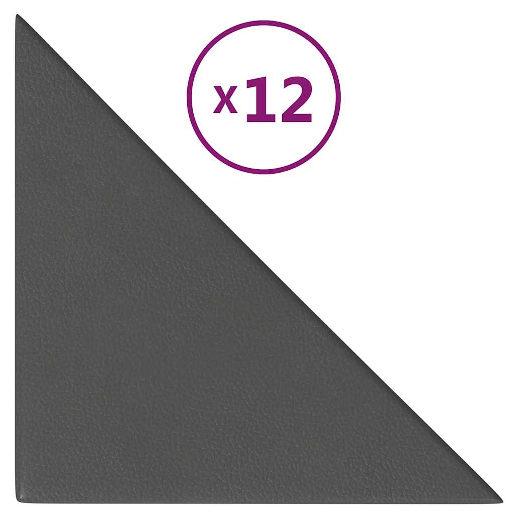 vidaXL Nástěnné panely 12 ks šedé 30 x 30 cm umělá kůže 0,54 m²