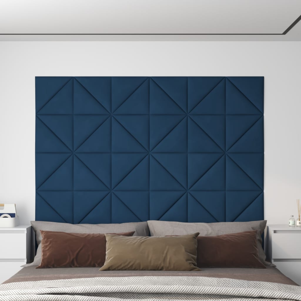 vidaXL Panouri de perete, 12 buc., albastru, 30x30 cm, catifea 0,54 m²