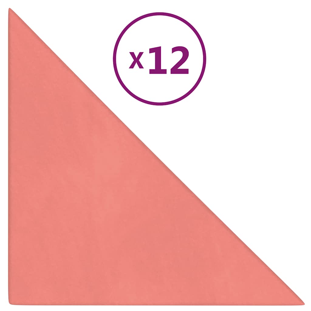 Thumbnail - vidaXL Wandpaneele 12 Stk. Rosa 30x30 cm Samt 0,54 m²