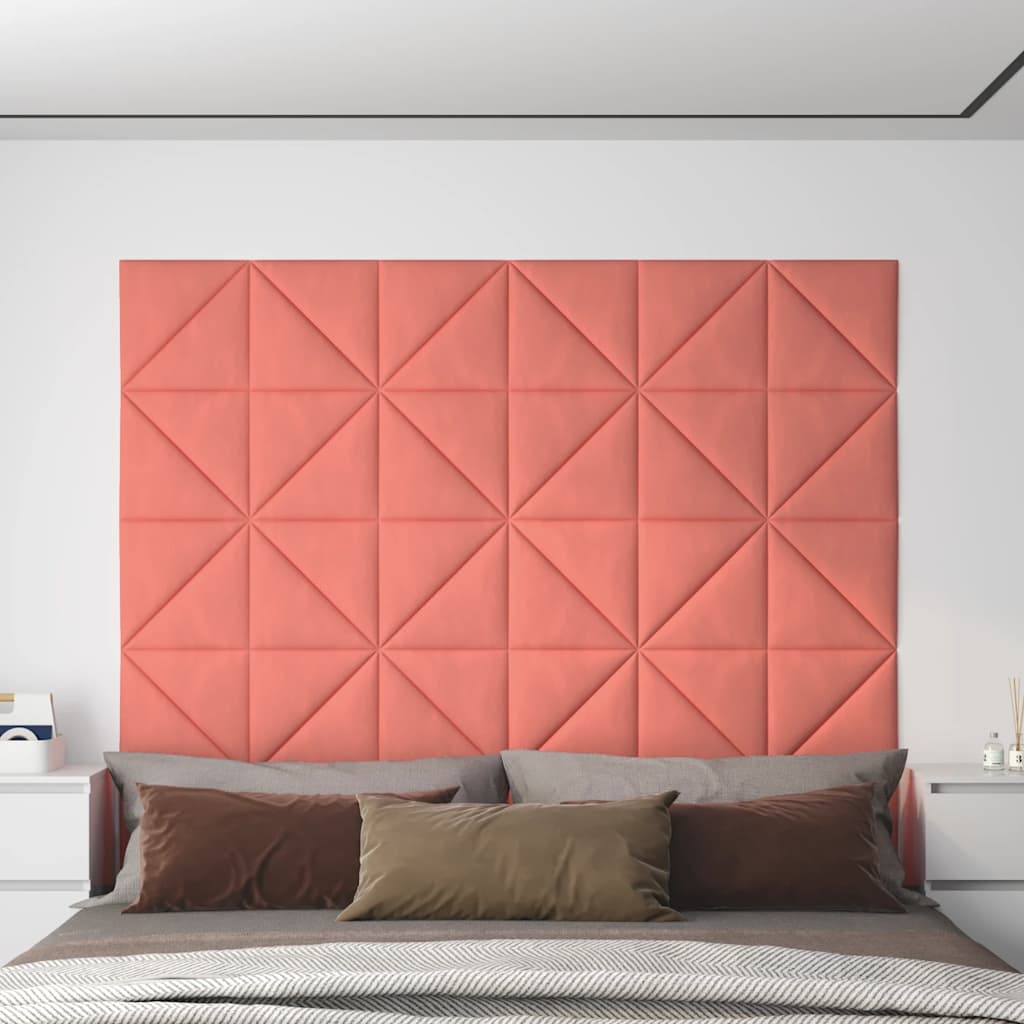 Thumbnail - vidaXL Wandpaneele 12 Stk. Rosa 30x30 cm Samt 0,54 m²