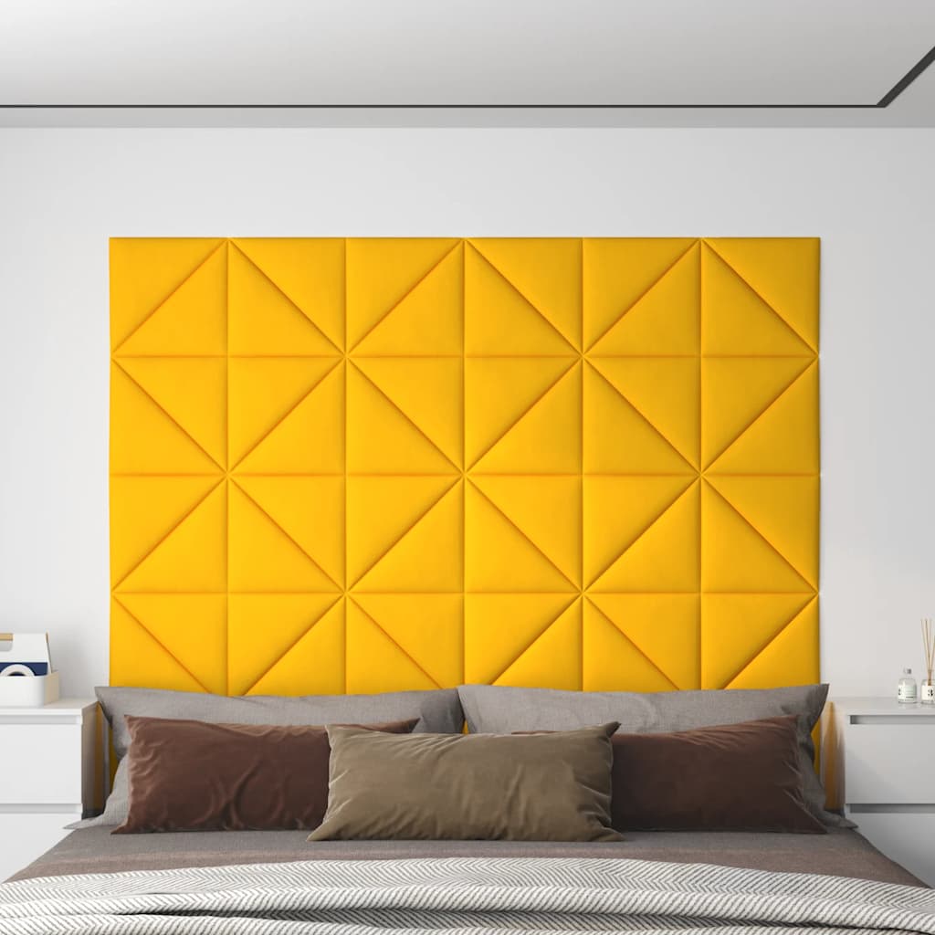 vidaXL Wandpaneele 12 Stk. Gelb 30x30 cm Samt 0,54 m²