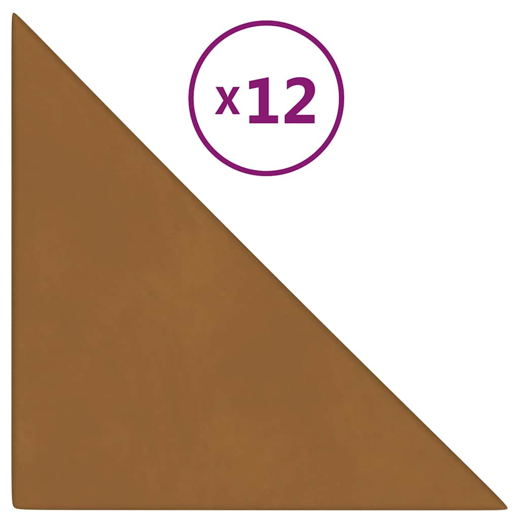 vidaXL Nástěnné panely 12 ks hnědé 30 x 30 cm samet 0,54 m²