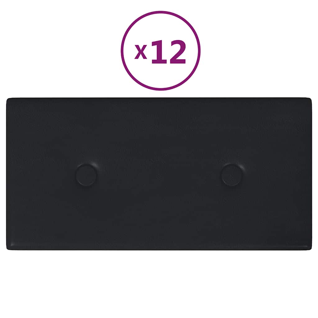 Thumbnail - vidaXL Wandpaneele 12 Stk. Schwarz 30x15 cm Kunstleder 0,54 m²