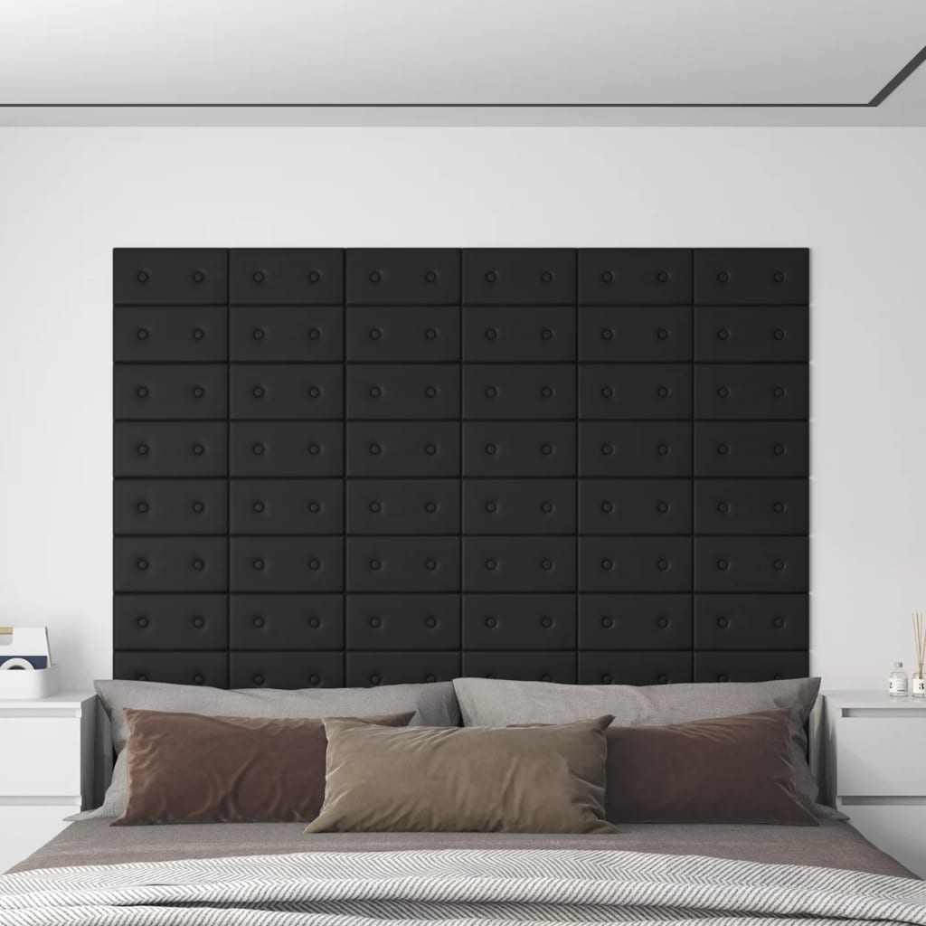 Petrashop  Nástěnné panely 12 ks černé 30 x 15 cm umělá kůže 0,54 m²