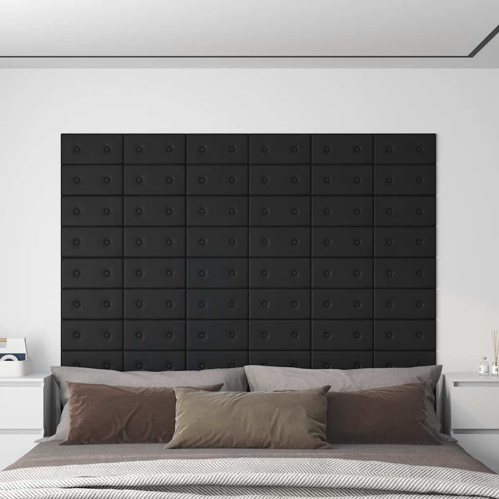 Thumbnail - vidaXL Wandpaneele 12 Stk. Schwarz 30x15 cm Kunstleder 0,54 m²
