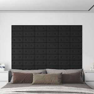 Stenska glavna postelja 12 pcs Črna 30 x 15 cm Umjetno usnje
