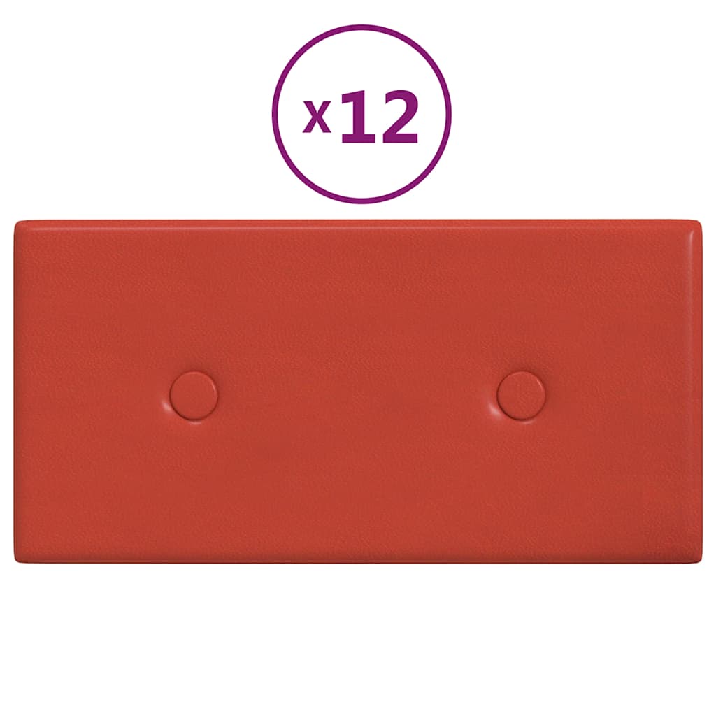 Thumbnail - vidaXL Wandpaneele 12 Stk. Rot 30x15 cm Kunstleder 0,54 m²