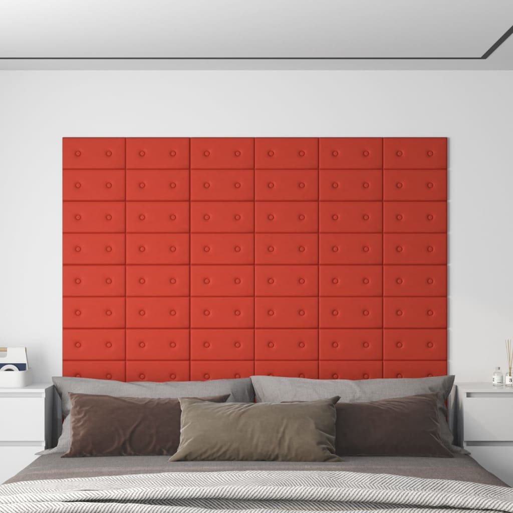 Wandpaneele 12 Stk. Rot 30×15 cm Kunstleder 0,54 m²