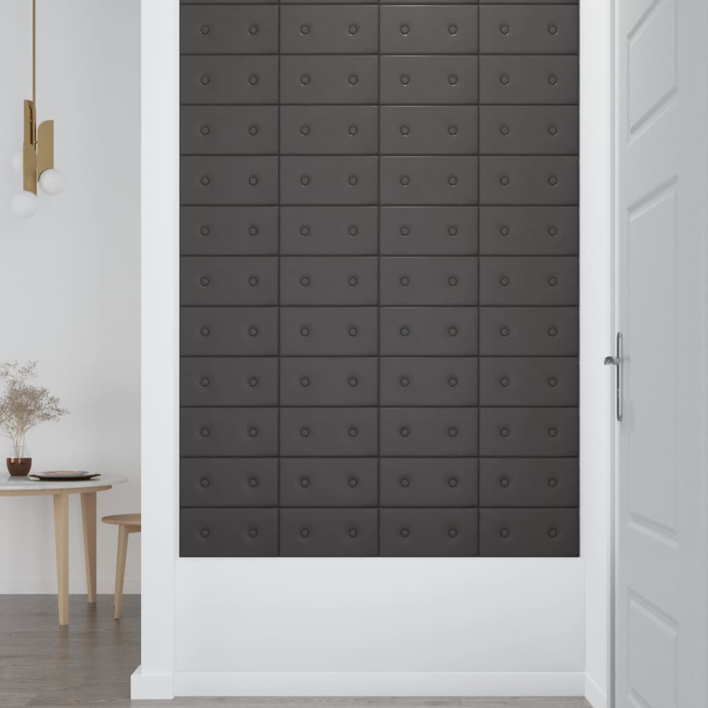  Nástenné panely 12 ks sivé 30x15 cm umelá koža 0,54 m²