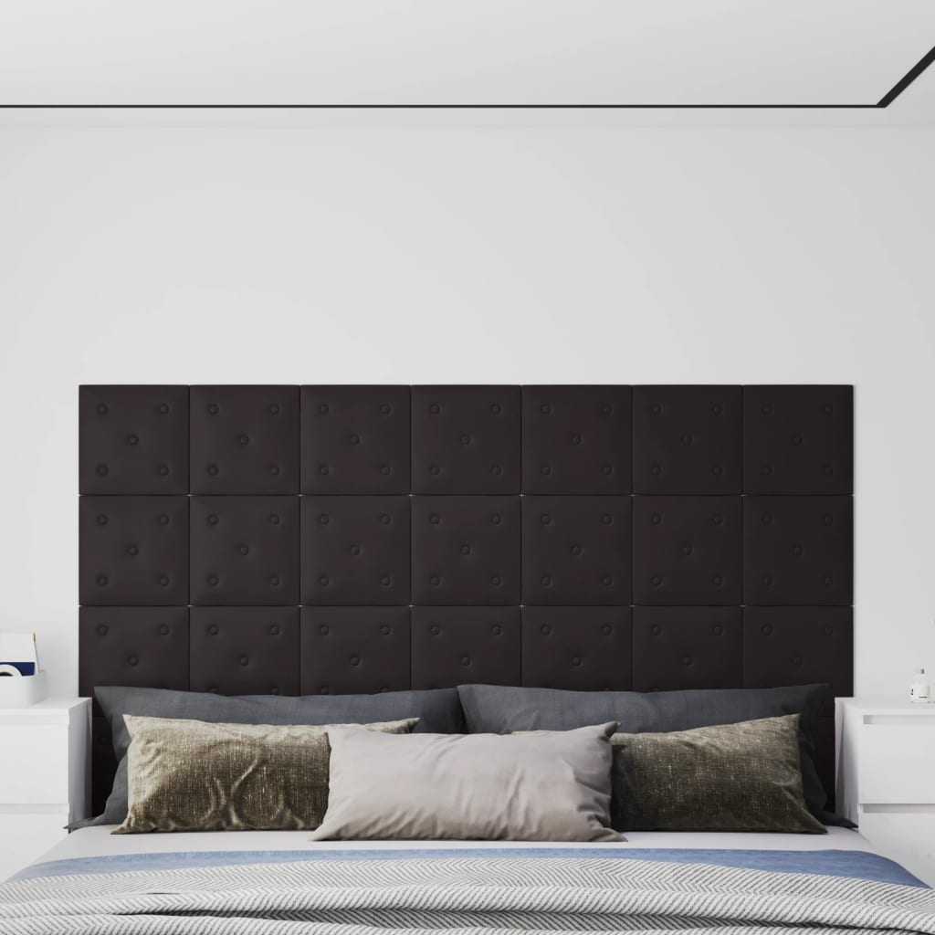 vidaXL Panouri perete 12 buc. negru 30x30 cm piele ecologică 1,08 m²