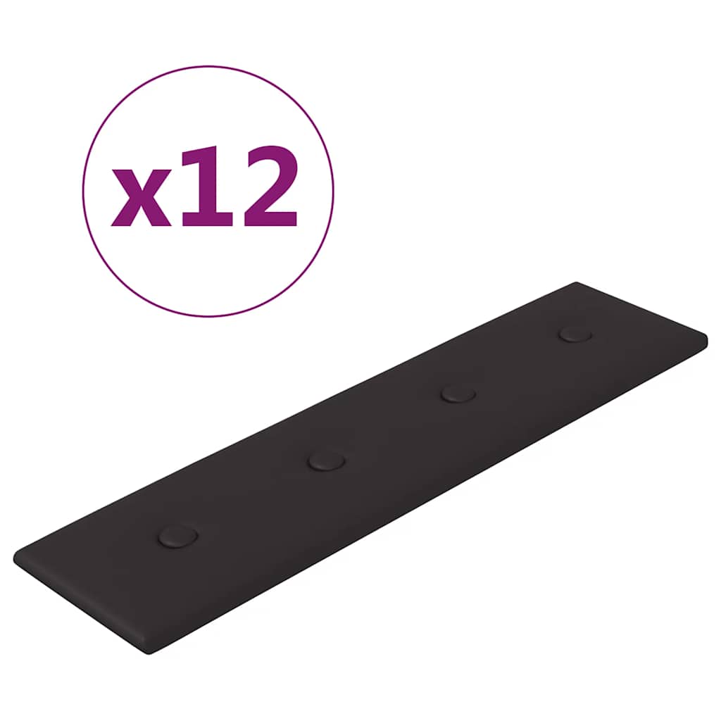 Thumbnail - vidaXL Wandpaneele 12 Stk. Schwarz 60x15 cm Kunstleder 1,08 m²