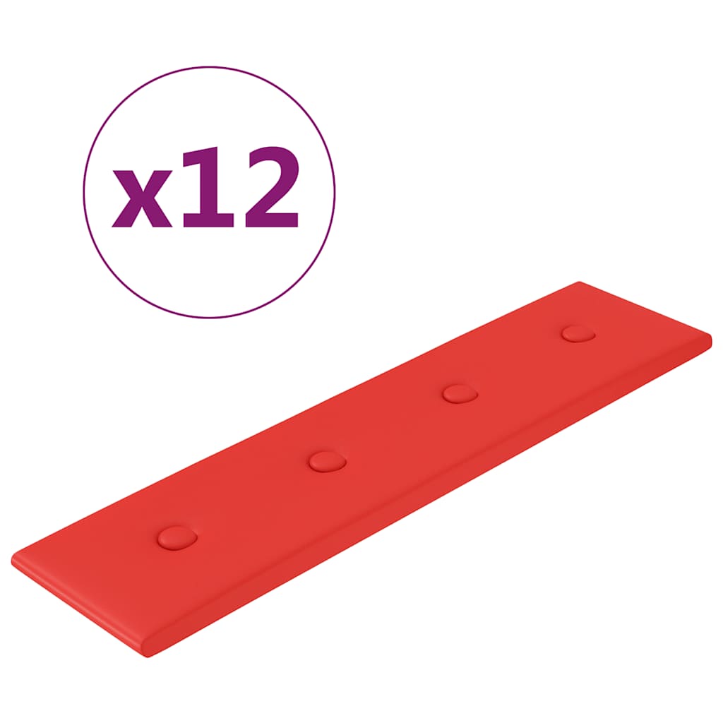 vidaXL Nástěnné panely 12 ks červené 60 x 15 cm umělá kůže 1,08 m²