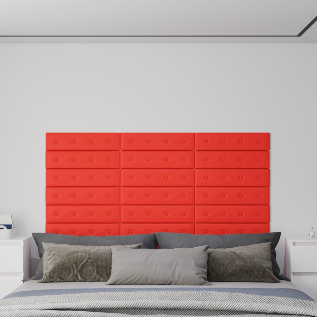 Petrashop  Nástěnné panely 12 ks červené 60 x 15 cm umělá kůže 1,08 m²