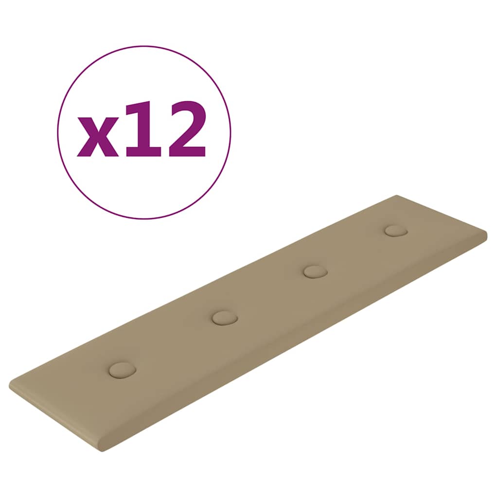 Thumbnail - vidaXL Wandpaneele 12 Stk. Cappuccino-Braun 60x15cm Kunstleder 1,08 m²