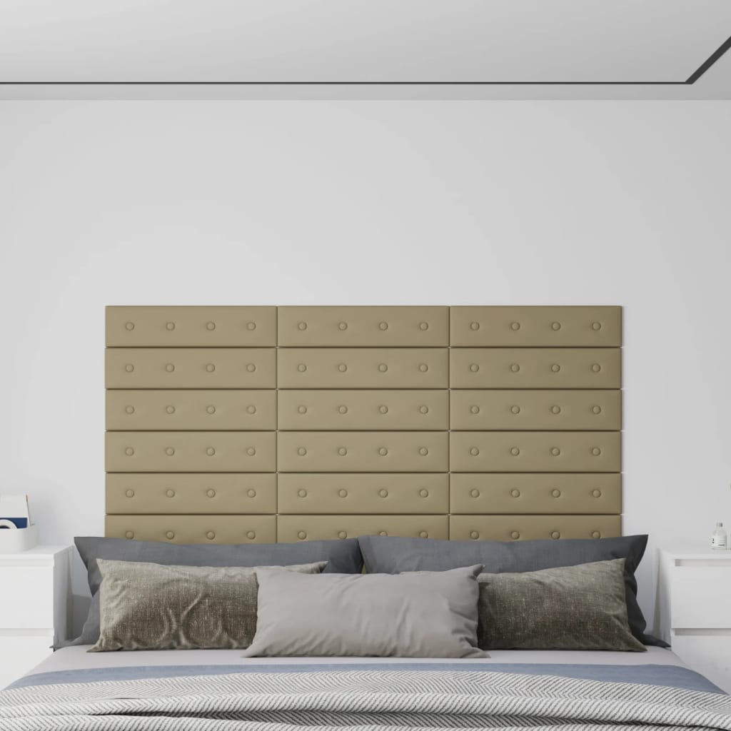 vidaXL Wandpaneele 12 Stk. Cappuccino-Braun 60x15cm Kunstleder 1,08 m²