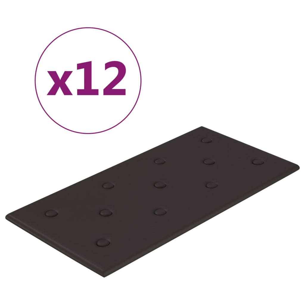 vidaXL Wandpanelen 12 st 2,16 m² 60x30 cm kunstleer zwart