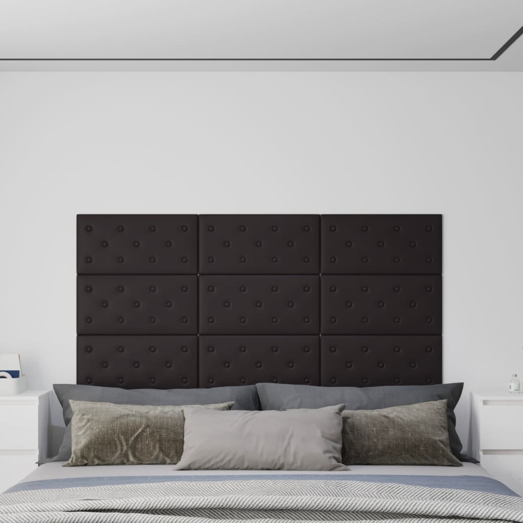 vidaXL Panouri de perete 12 buc. negru, 60x30 cm, piele eco 2,16 m²