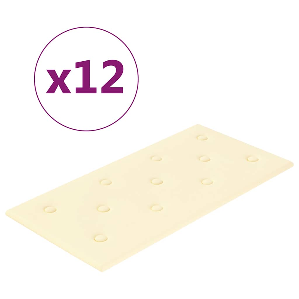 Thumbnail - vidaXL Wandpaneele 12 Stk. Creme 60x30 cm Kunstleder 2,16 m²