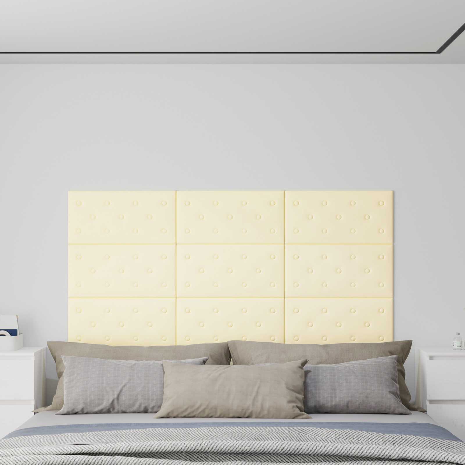 Stenska glavna postelja 12 pcs krema 60 x 30 cm Umjetno usnje