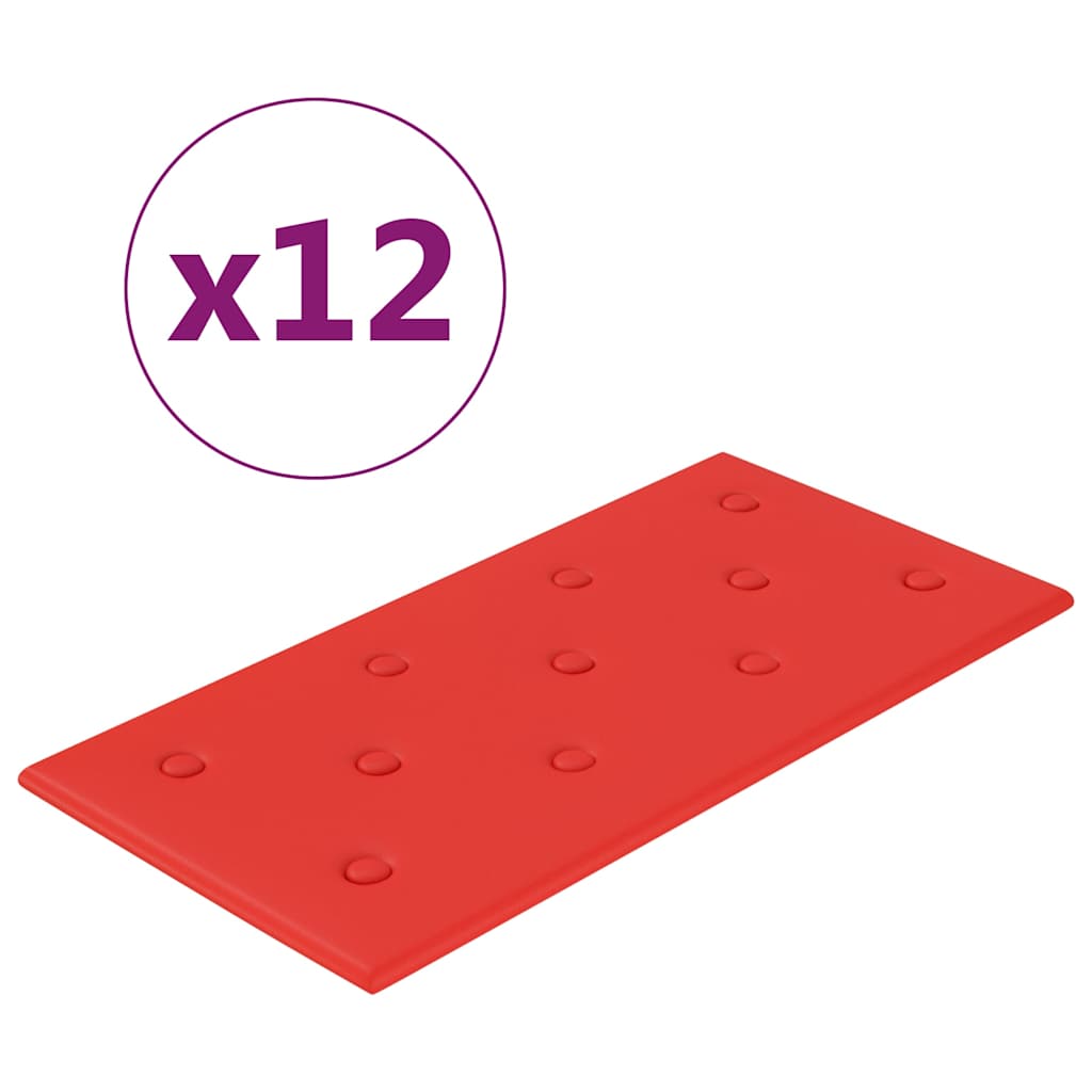 Thumbnail - vidaXL Wandpaneele 12 Stk. Rot 60x30 cm Kunstleder 2,16 m²