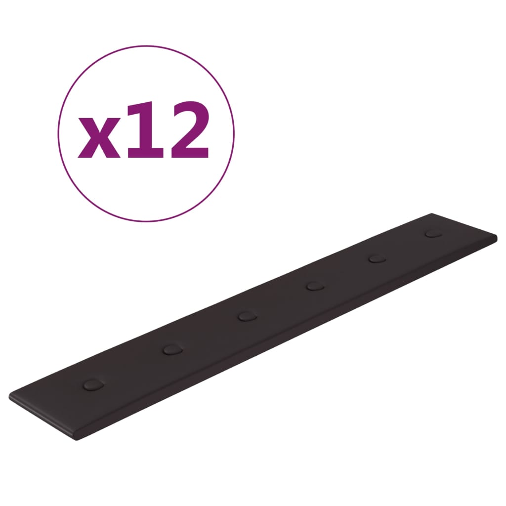 vidaXL Nástěnné panely 12 ks černé 90 x 15 cm umělá kůže 1,62 m²