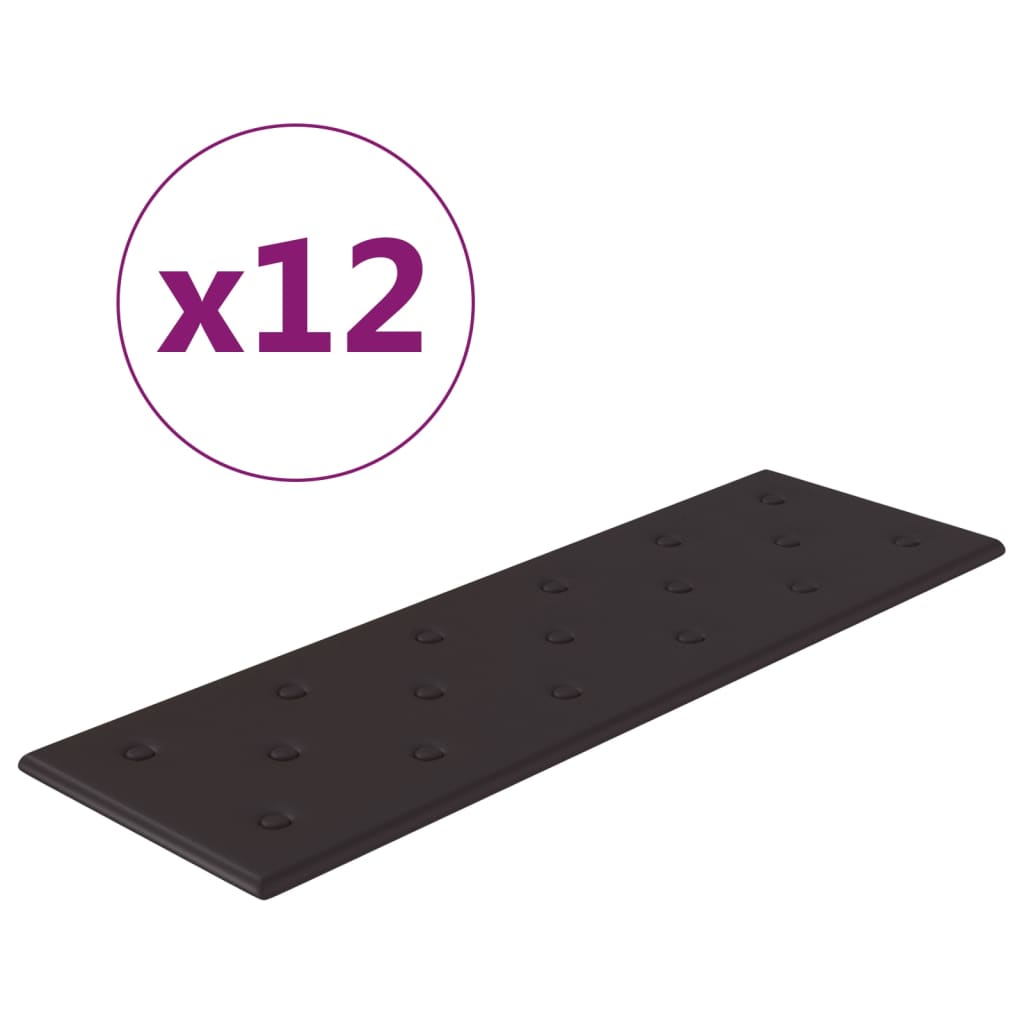 vidaXL Nástěnné panely 12 ks černé 90 x 30 cm umělá kůže 3,24 m²