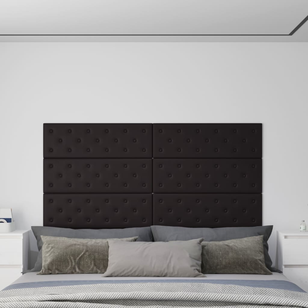 vidaXL Panouri de perete 12 buc. negru 90x30 cm piele eco 3,24 m²