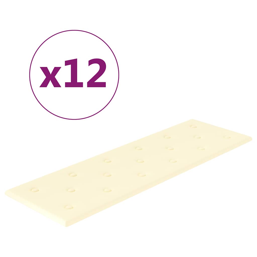 Thumbnail - vidaXL Wandpaneele 12 Stk. Creme 90x30 cm Kunstleder 3,24 m²