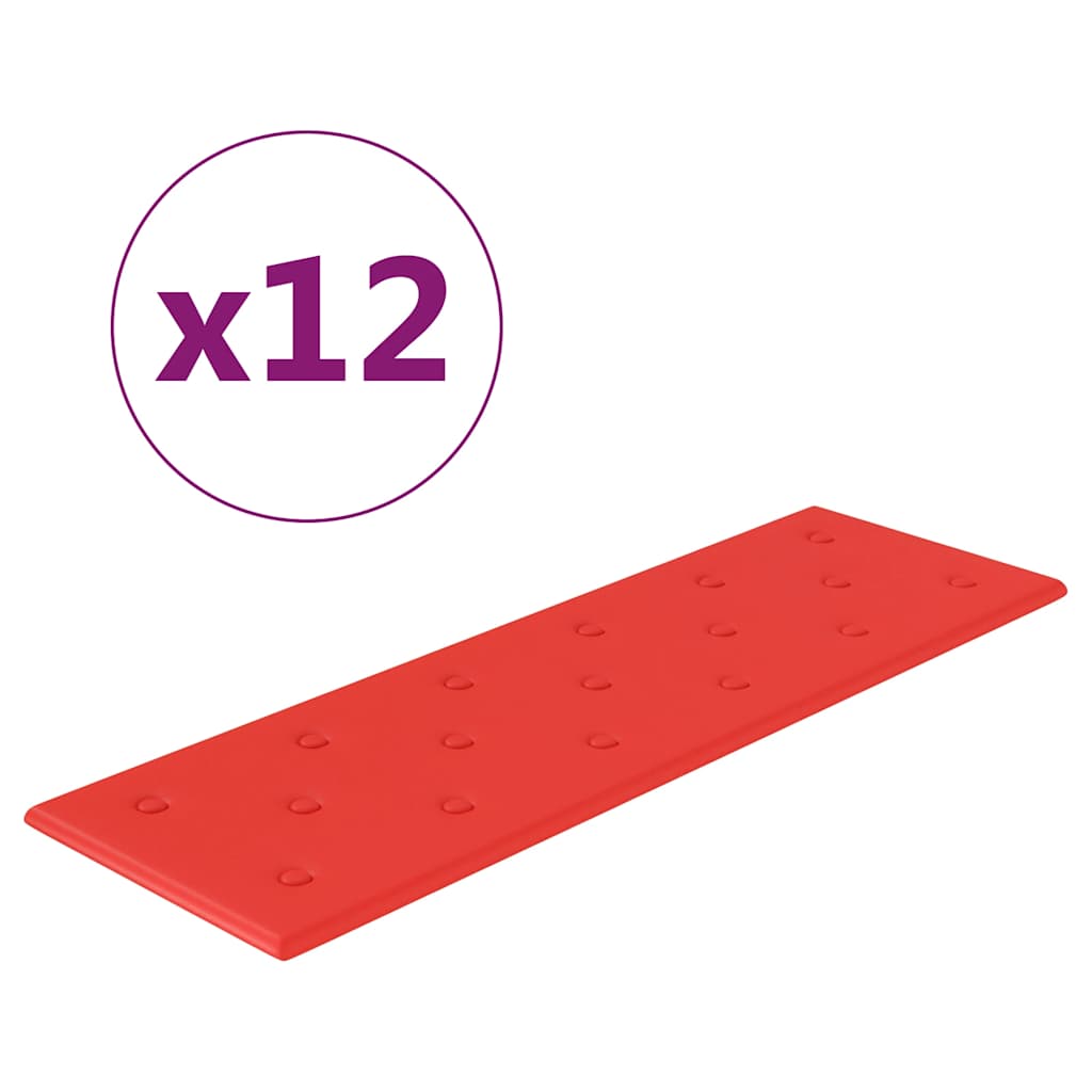 vidaXL Nástěnné panely 12 ks červené 90 x 30 cm umělá kůže 3,24 m²