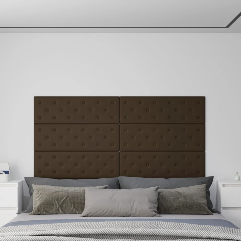 vidaXL Panneaux muraux 12 pcs Marron 90x30 cm Similicuir 3,24 m²