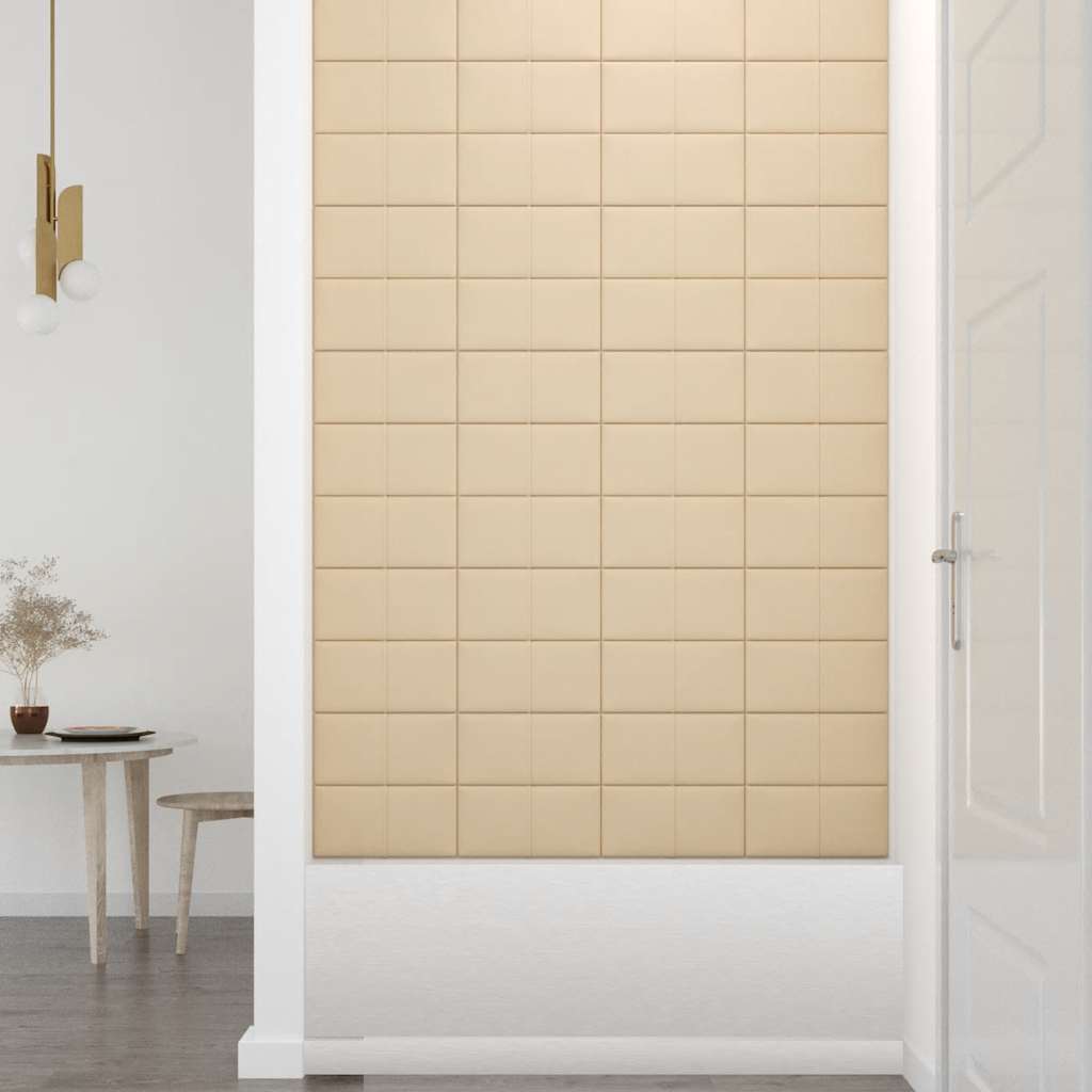 12 db krémszínű szövet fali panel 30 x 15 cm 0,54 m²