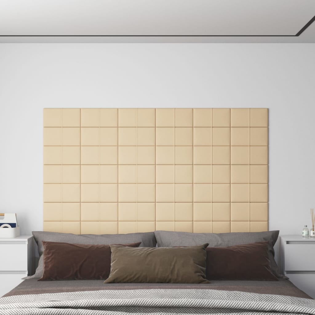 Petrashop  Nástěnné panely 12 ks krémové 30 x 15 cm textil 0,54 m²