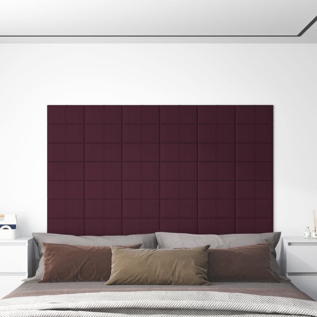vidaXL Painel de parede 12 pcs 30x15 cm tecido 0,54 m² roxo
